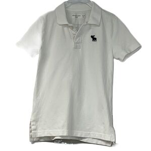 Abercrombie Kids boys white short sleeve polo preppy shirt sz 5/6 spring summer